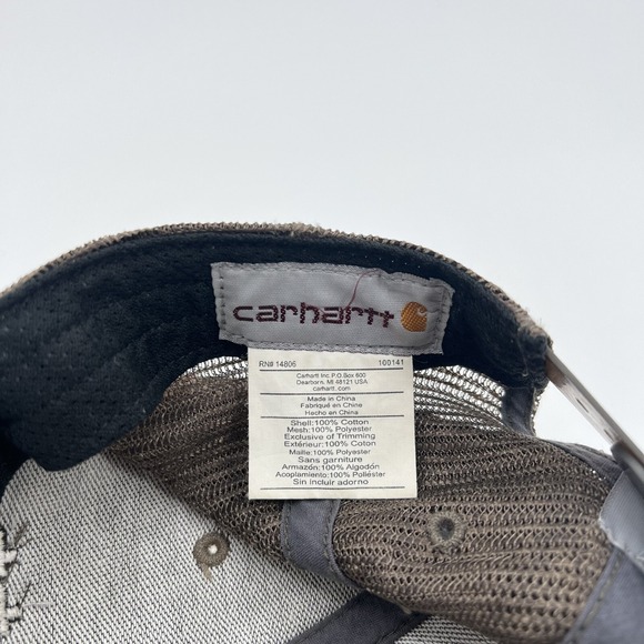 Carhartt Snapback Hat Faded Distressed Brown Net Classic Embroidered Workwear - Picture 7 of 7